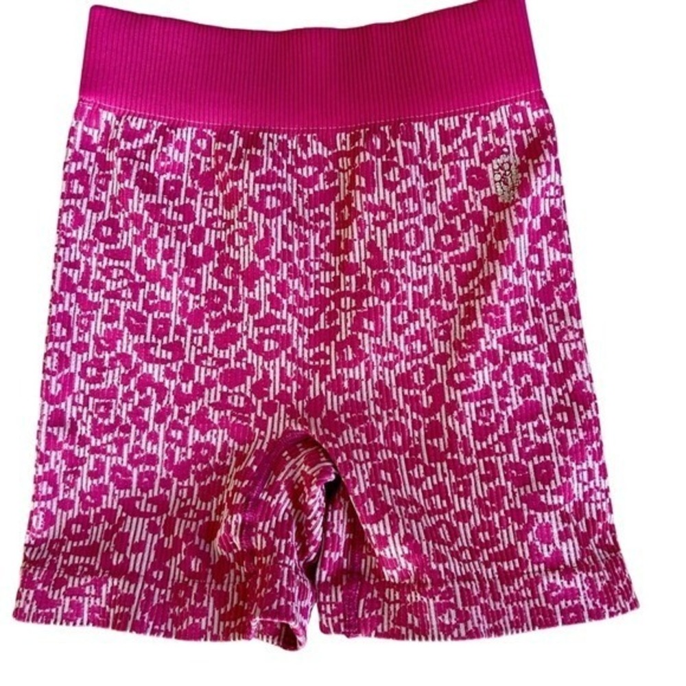 Free Movement High Waist Leopard Print Seamless‎ Biker Shorts Pink XS /S NWOT